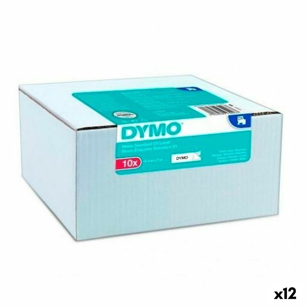Cinta Laminada para Rotuladoras Dymo Blanco Negro Autoadhesivas 10 Piezas (12 Unidades)