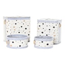 Set of Baskets DKD Home Decor White Black Grey Golden Bamboo Stars 41 x 31 x 42 cm 4 Pieces