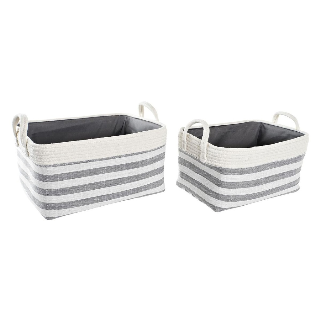 Basket set DKD Home Decor Stripes 40 x 30 x 23 cm Grey