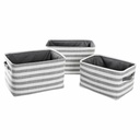 Basket set DKD Home Decor White Grey Stripes 42 x 32 x 25 cm 3 Pieces