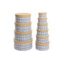 Set of Stackable Organising Boxes DKD Home Decor animals Circular Blue Cardboard (37,5 x 37,5 x 18 cm)