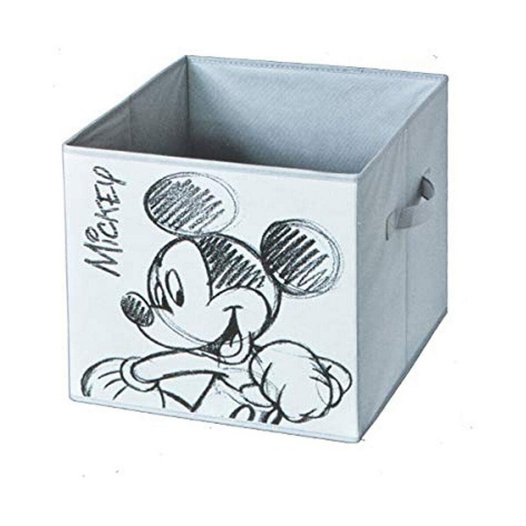 Cubo contenedor Domopak Living Mickey Gris claro Tela 32 x 32 x 32 cm Rectangular