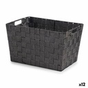 Caja de Almacenaje Kipit A3-6875 Negro Poliéster Tela Trenzada 10 L 35 x 20 x 25 cm 25 x 20 x 35 cm (12 Unidades)