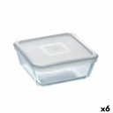 Fiambrera Cuadrada con Tapa Pyrex Cook&freeze Transparente Vidrio Silicona 850 ml 15 x 15 x 6 cm (6 Unidades)