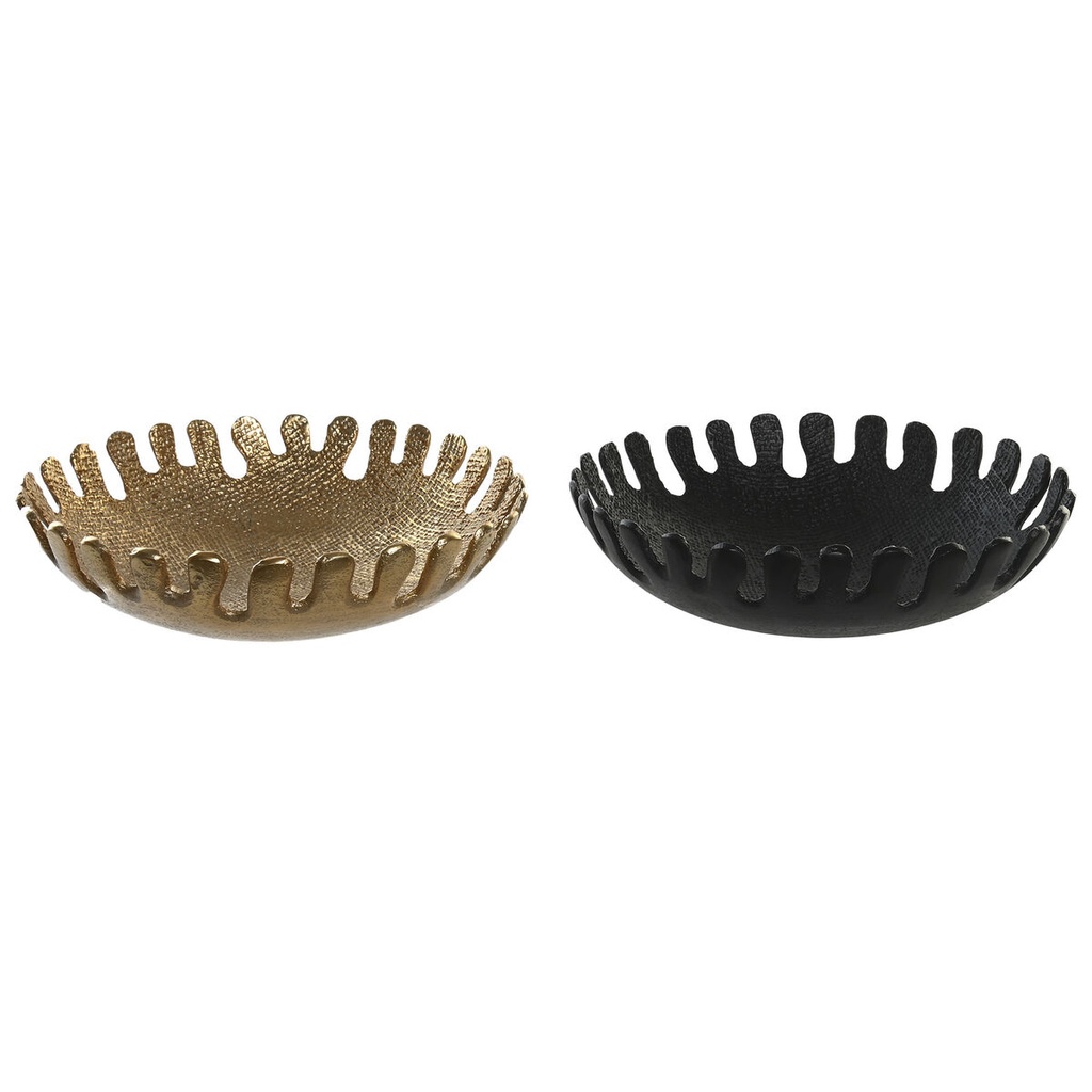 Centerpiece DKD Home Decor Black Golden Aluminium 32 x 32 x 9 cm (2 Units)
