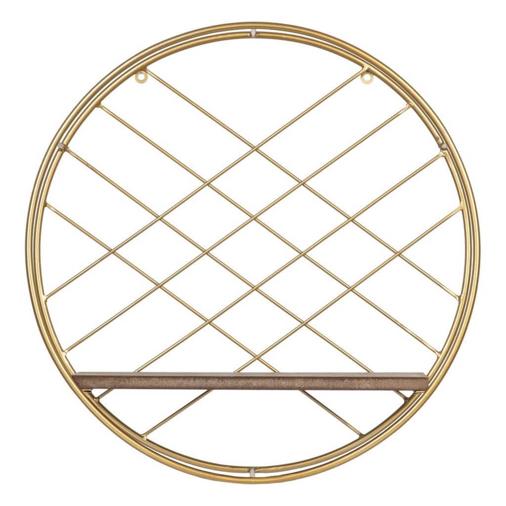Shelve Natural Golden Metal Wood 43 x 13 x 43 cm
