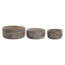 Centerpiece DKD Home Decor White Natural Mango wood 30,5 x 30,5 x 12,7 cm (3 Pieces)