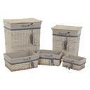 Juego de Cestas DKD Home Decor Azul Beige Espirales Mediterráneo 47 x 35 x 56 cm 5 Piezas