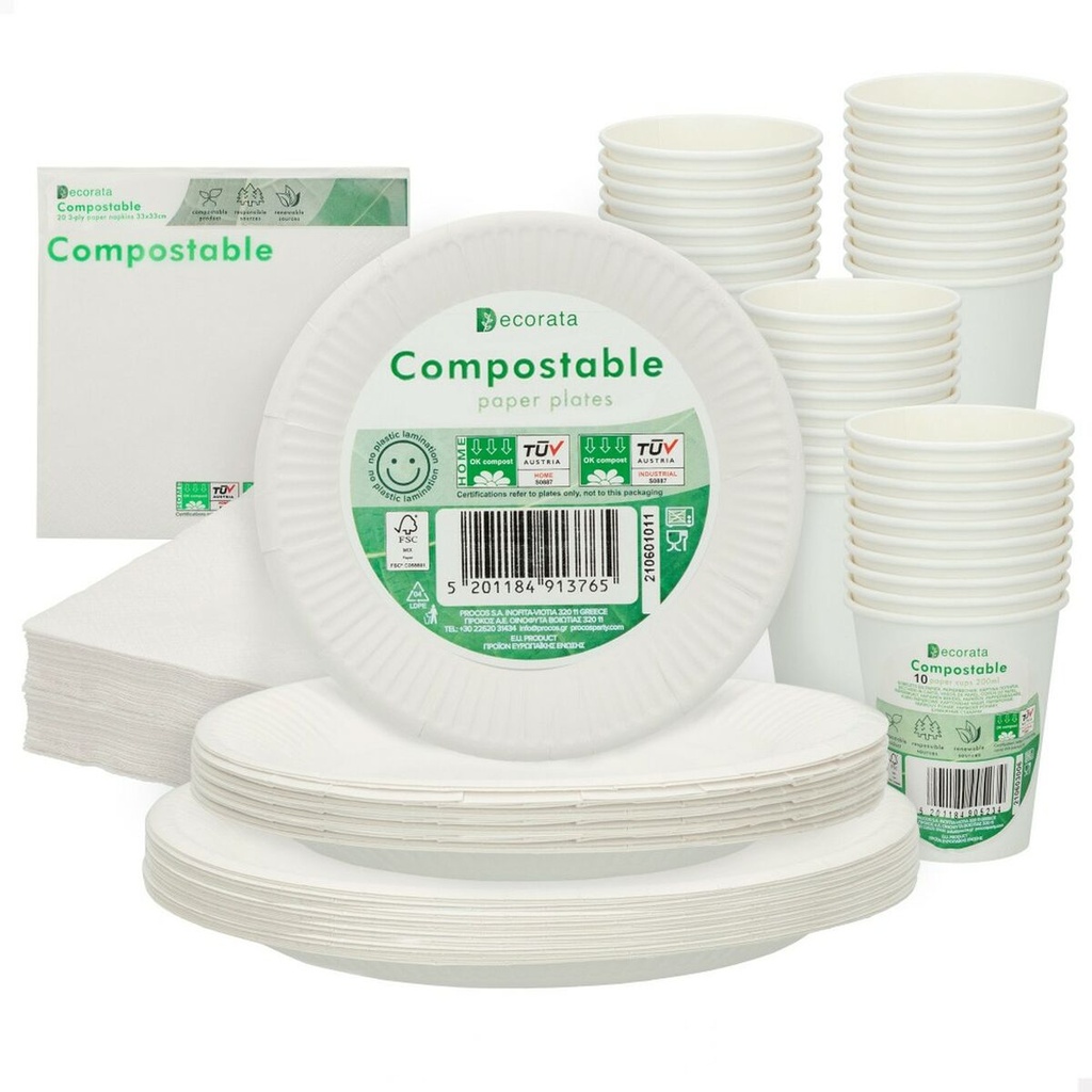 Dinnerware Set Procos White Paper 23 x 1,5 x 23 cm