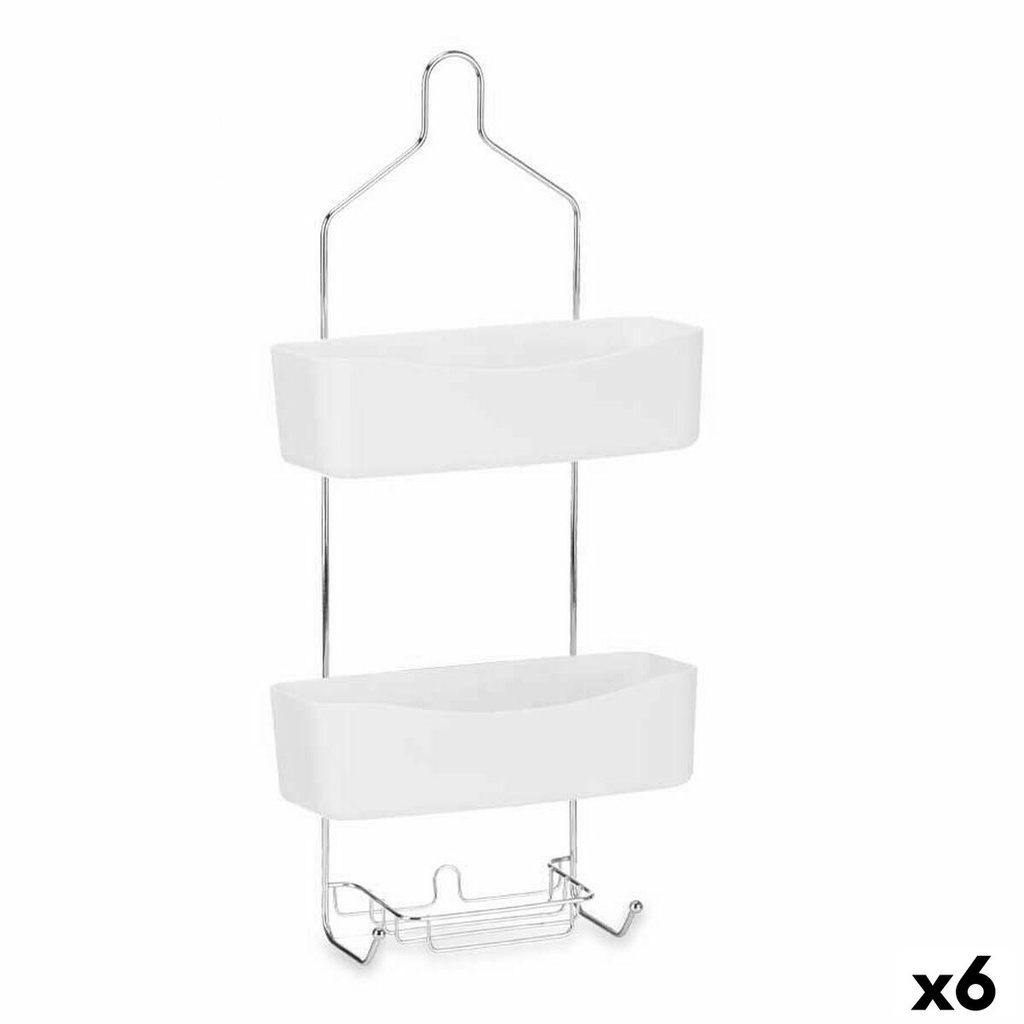 Bathroom Shelves Berilo W7072 - 382 White Metal Plastic 28 x 60 x 14 cm (6 Units)