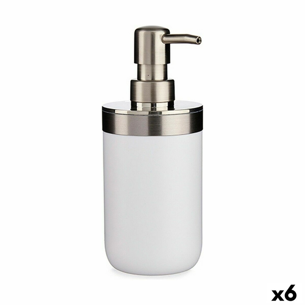 Dispensador de Jabón Berilo BP15-001-2 Blanco Plateado Plástico 350 ml 8 x 17 x 9 cm (6 Unidades)
