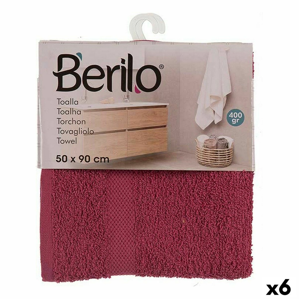 Toalla de baño Berilo 5312 Granate 80 % algodón 20 % Poliéster 50 x 0,5 x 90 cm (6 Unidades)