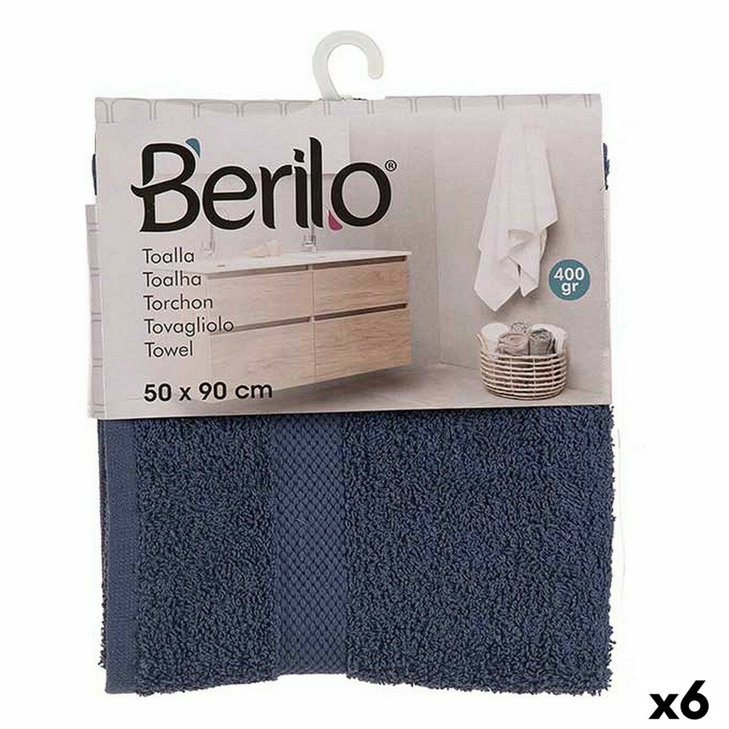 Toalla de baño Berilo 5312 Azul 80 % algodón 20 % Poliéster 50 x 90 cm 50 x 0,5 x 90 cm (6 Unidades)