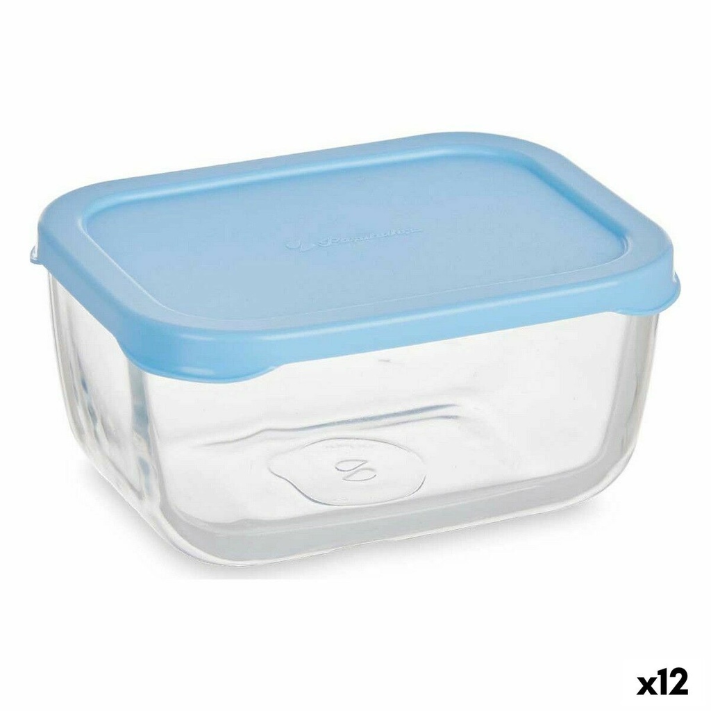 Fiambrera Pasabahce Snow Azul Transparente Vidrio Polietileno 420 ml 12,5 x 6 x 9,5 cm (12 Unidades)
