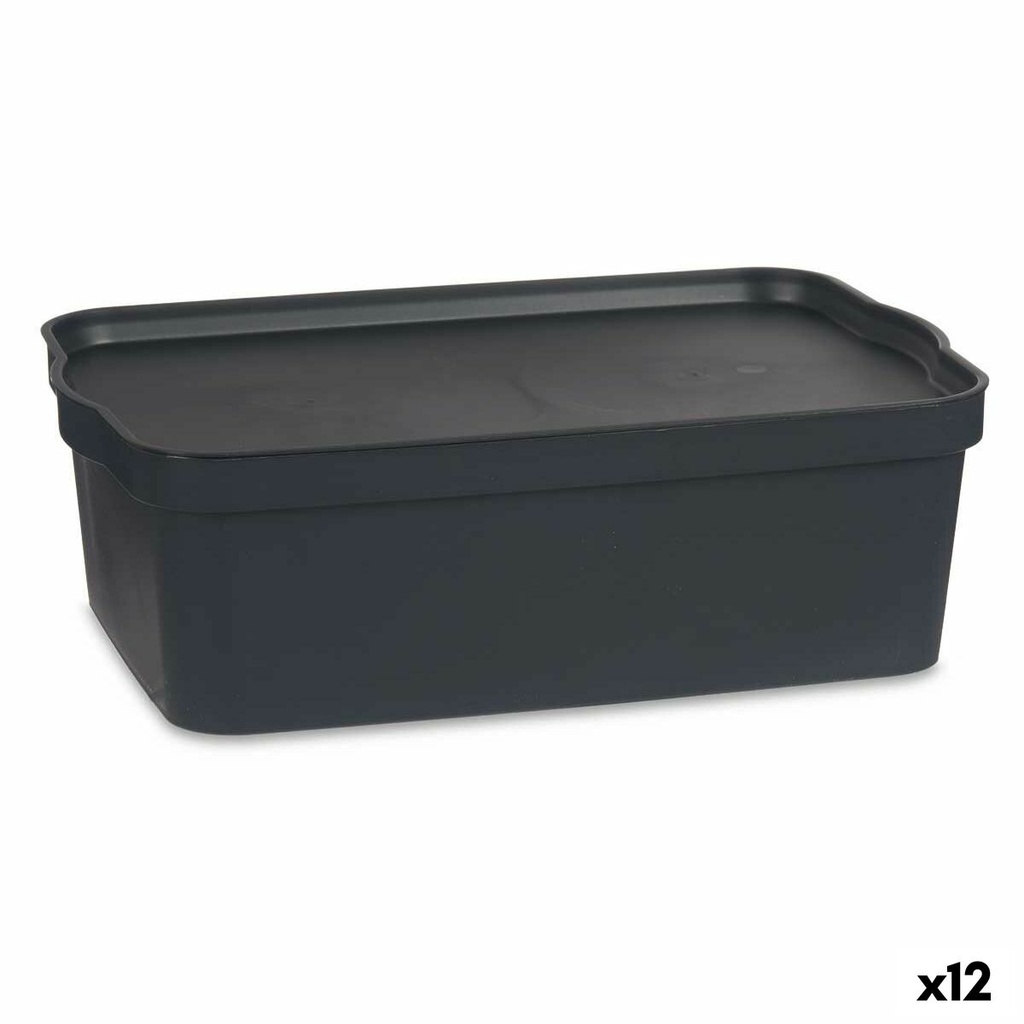 Storage Box with Lid Kipit TP595-1 Anthracite Plastic 14 L 29,5 x 14,3 x 45 cm (12 Units)