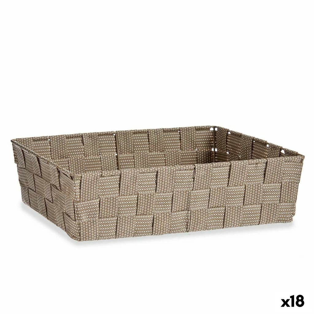 Cesta Multiusos Kipit A3-6885 Beige Tela 3,8 L 34 x 8,5 x 21 cm (18 Unidades)