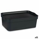 Storage Box with Lid Kipit TP593-1 Anthracite Plastic 6 L 21 x 11 x 32 cm (12 Units)