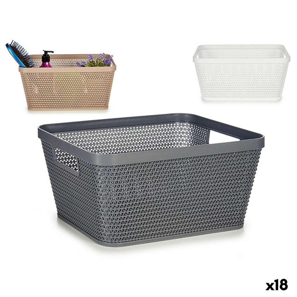 Multi-purpose basket Kipit 4720 White Beige Grey Plastic 5 L 29,5 x 13 x 23 cm (18 Units)