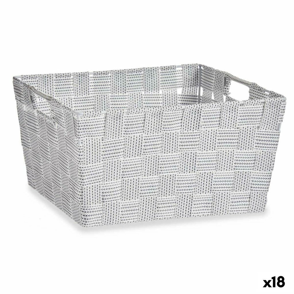 Cesta Multiusos Kipit A3-6883 Blanco Tela 30,4 x 14 x 20 cm (18 Unidades)