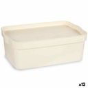Caja de Almacenaje con Tapa Kipit TP593-4 Crema Plástico 6 L 21,5 x 11 x 31,5 cm (12 Unidades)