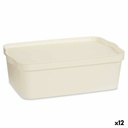 Caja de Almacenaje con Tapa Kipit TP595-4 Crema Plástico 14 L 29,5 x 14,3 x 45 cm (12 Unidades)