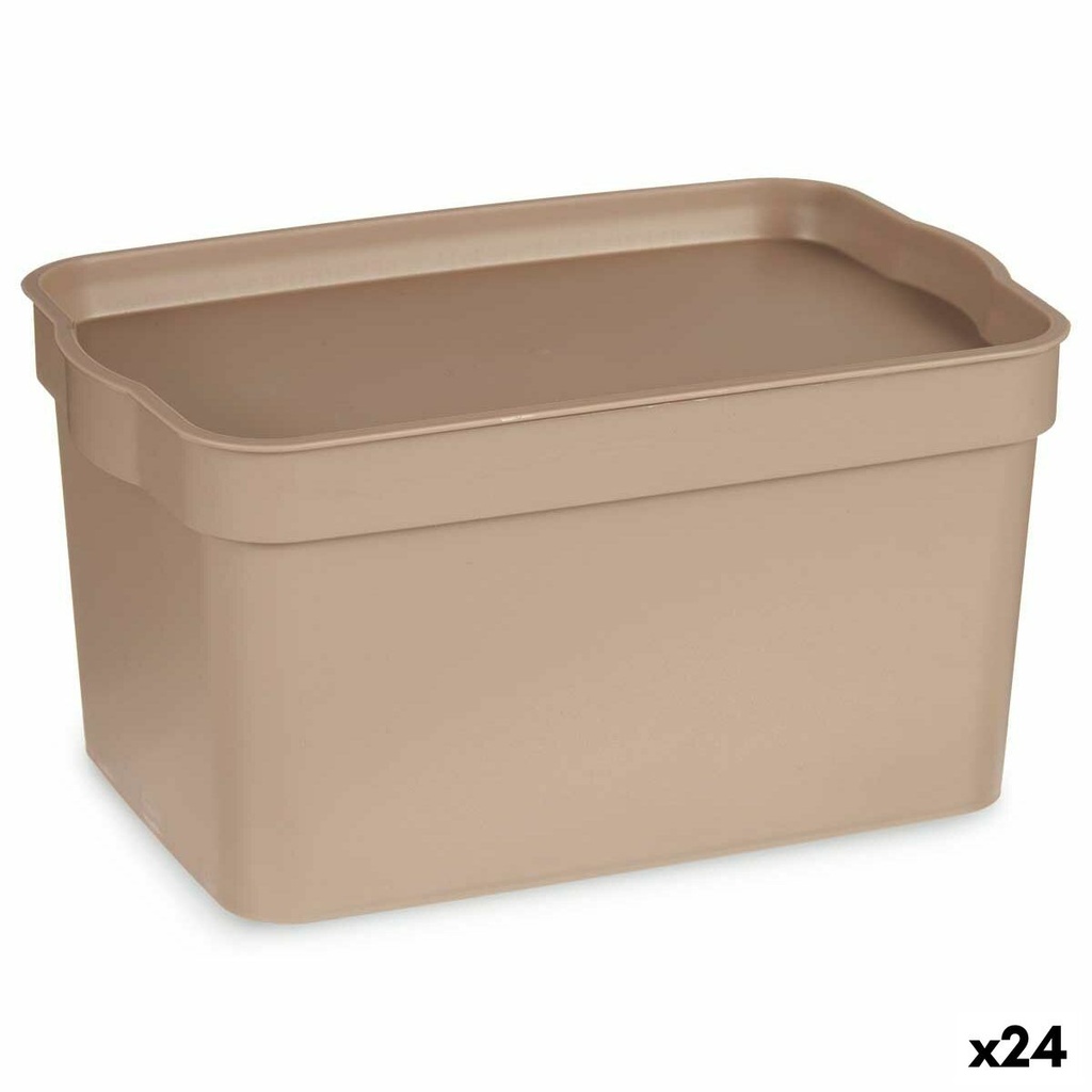 Caja de Almacenaje con Tapa Kipit TP592-3 Beige Plástico 2,3 L 13,5 x 11 x 20 cm (24 Unidades)