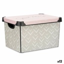 Caja de Almacenaje con Tapa Kipit Vibes Rosa Plástico Flechas 22 L 30 x 23,5 x 40 cm (12 Unidades)