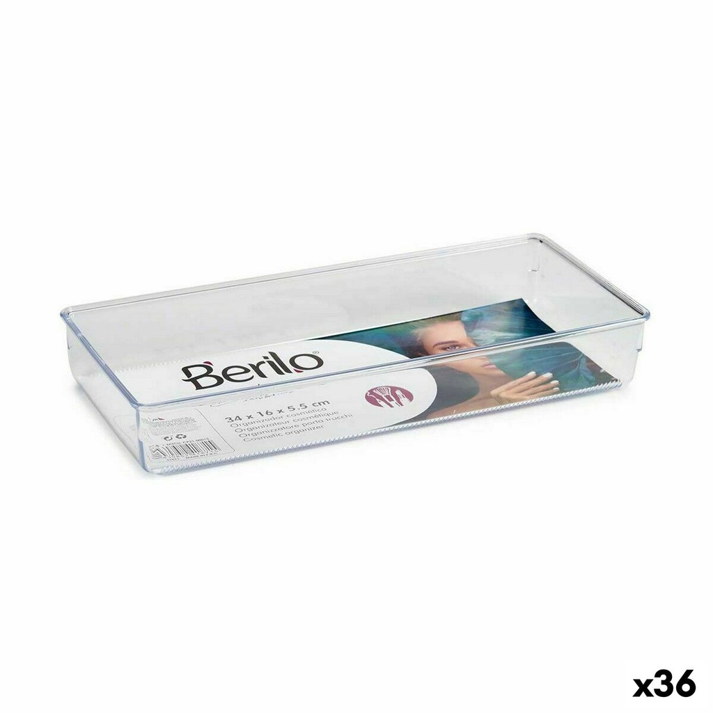 Multi-Purpose Organiser Berilo CH99113 Transparent Plastic 15,5 x 5,5 x 34,5 cm Multi-use (36 Units)