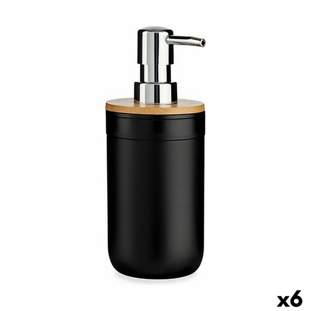 Dispensador de Jabón Berilo 51710 Negro Bambú Polipropileno 350 ml 8 x 17 x 9 cm (6 Unidades)