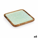 Centro de Mesa Gift Decor GMC-174-2375-2 Blanco Marrón Verde Poliéster Resina Madera de mango 25 x 25 cm 25,4 x 2,54 x 25,4 cm H