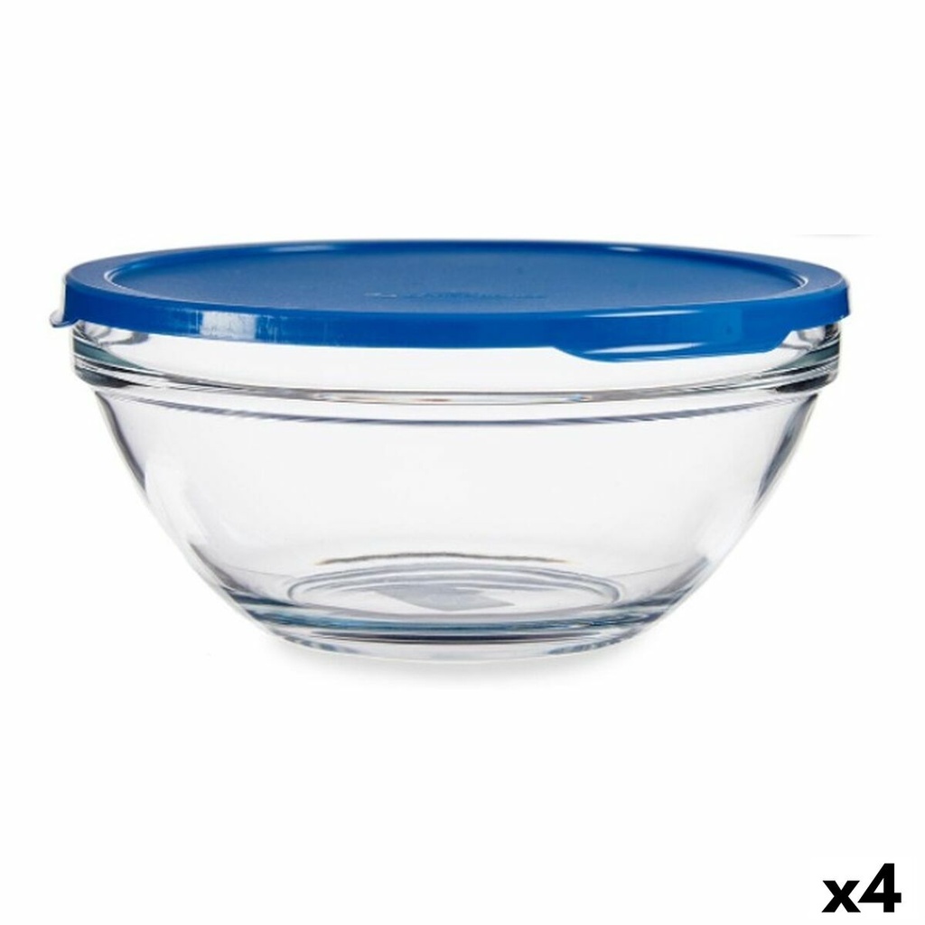 Fiambrera Redonda con Tapa Pasabahce Chefs Azul 2,5 L 23,7 x 10,1 x 23,7 cm (4 Unidades)