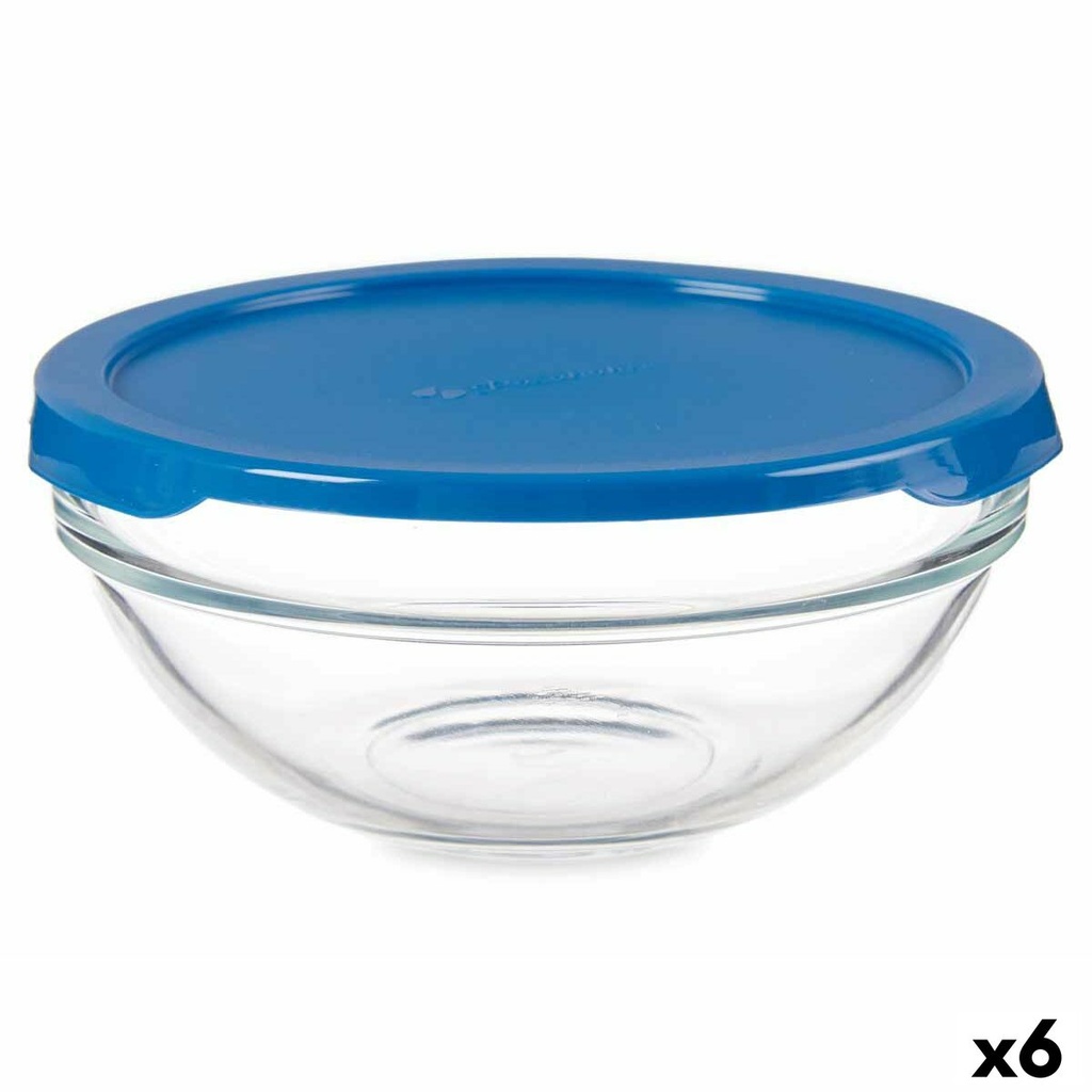 Fiambrera Redonda con Tapa Pasabahce Chefs Azul 595 ml 14 x 6,3 x 14 cm (6 Unidades)