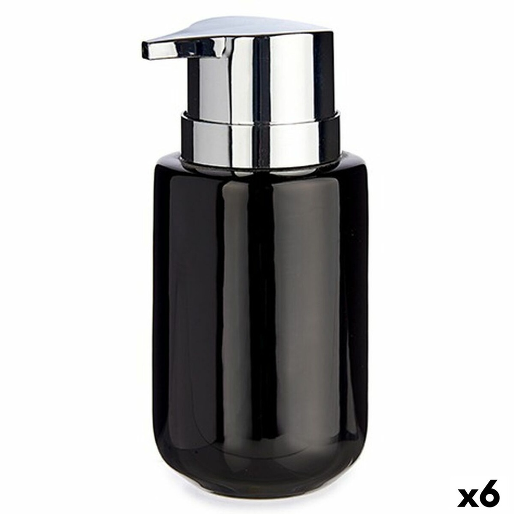 Dispensador de Jabón Berilo J1017-A-NEGRO Negro Plateado Metal Cerámica 350 ml 7 x 14,5 x 8,5 cm (6 Unidades)