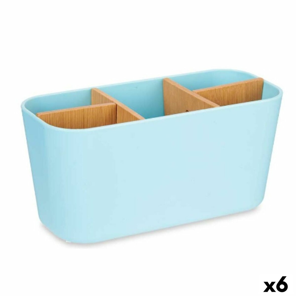 Portacepillos de Dientes Berilo B9045-BLUE Azul Bambú Polipropileno 21 x 10 x 9 cm (6 Unidades)