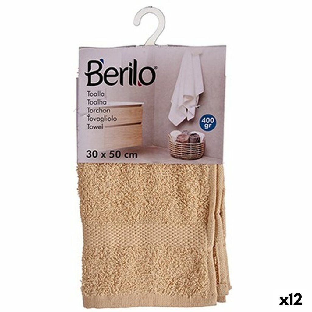 Toalla de baño Berilo 89656 Crema 80 % algodón 20 % Poliéster 30 x 50 cm (12 Unidades)