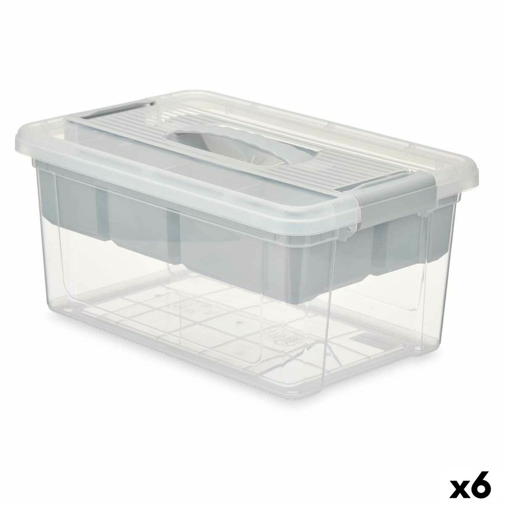 Caja Multiusos Kipit 02 1311 Gris Transparente Plástico 9 L 35,5 x 17 x 23,5 cm (6 Unidades)