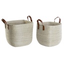 Basket set DKD Home Decor Natural Light brown Polyurethane Seagrass 38 x 38 x 35 cm 2 Pieces