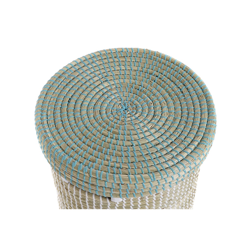 Basket set DKD Home Decor Blue White Natural Seagrass (2 Pieces)