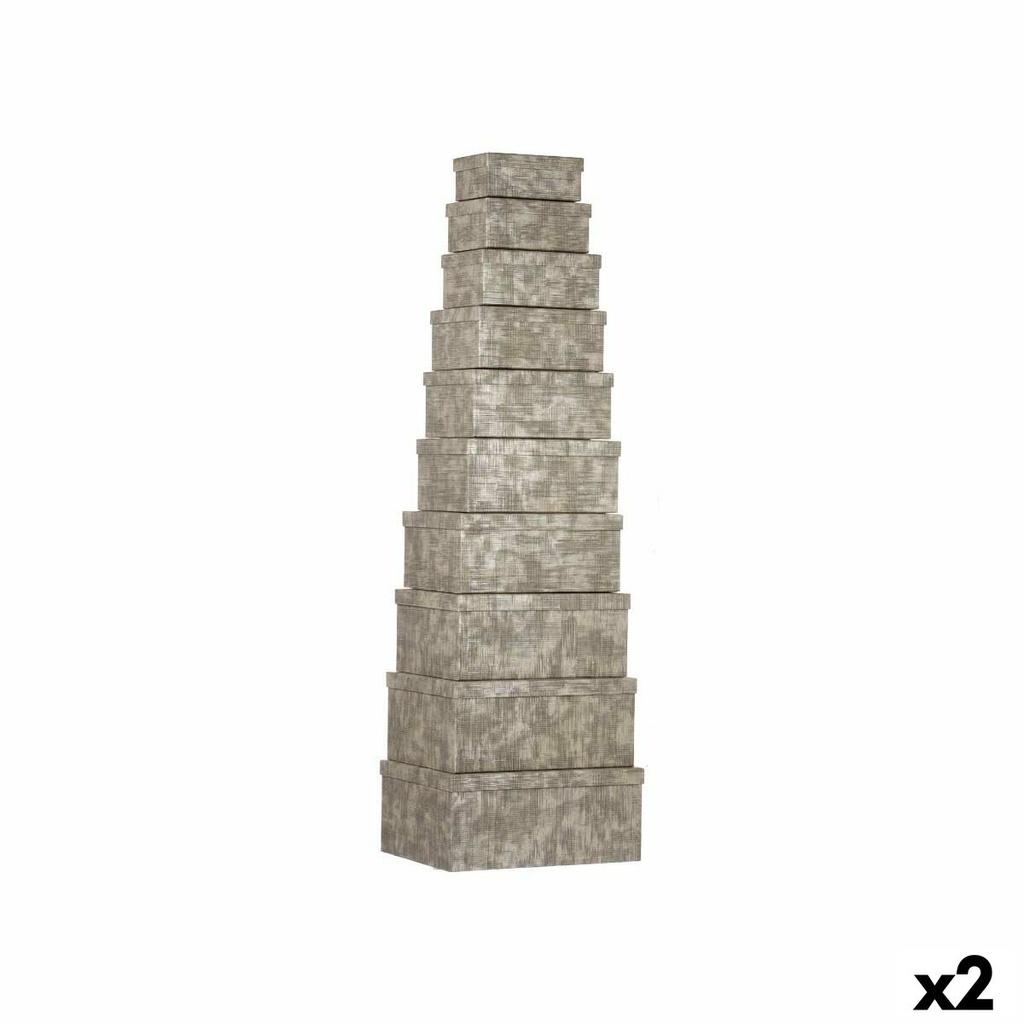 Set de Cajas Organizadoras Apilables Pincello 128 Antracita Cartón Rayas (2 Unidades)