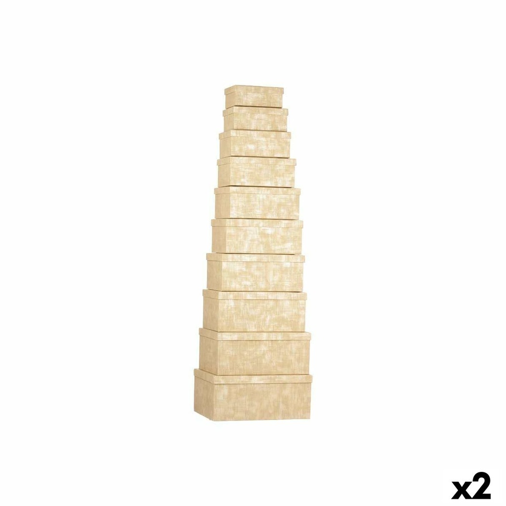 Set de Cajas Organizadoras Apilables Pincello 130 Natural Cartón Rayas (2 Unidades)