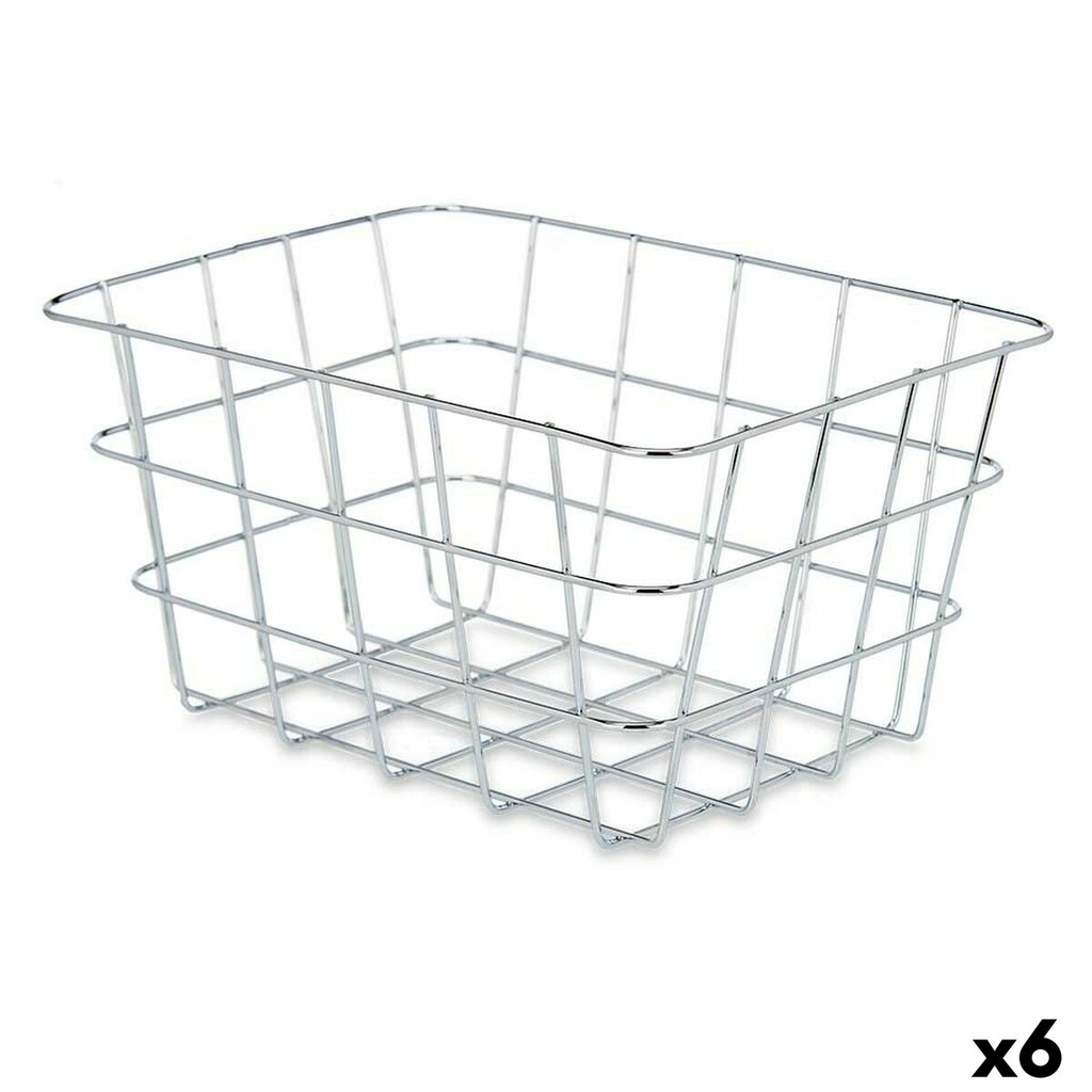 Multi-purpose basket Kinvara W5759K-S CHROME Silver Metal 24 x 12,5 x 18,5 cm Rectangular (6 Units)