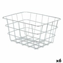 Cesta Multiusos Kinvara W5759K-S CHROME Plateado Plata Metal 24 x 12,5 x 18,5 cm Rectangular (6 Unidades)