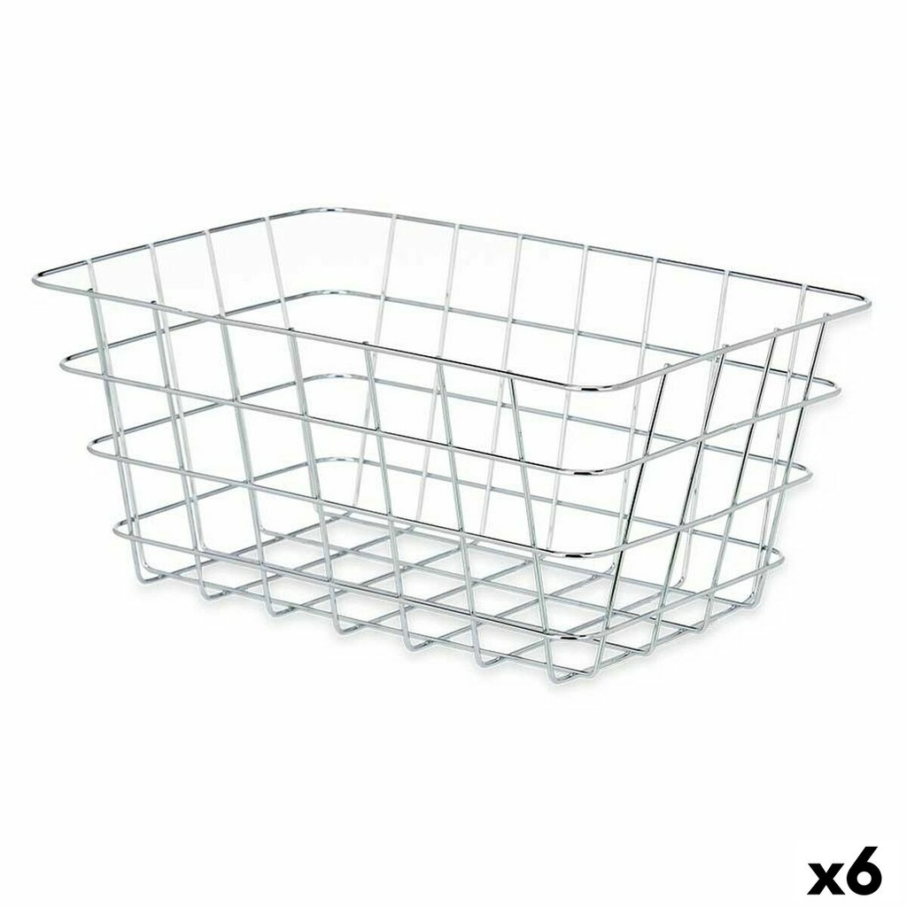 Cesta Multiusos Kinvara W5759K-M CHROME Plateado Plata Metal 31 x 14 x 21 cm Rectangular (6 Unidades)