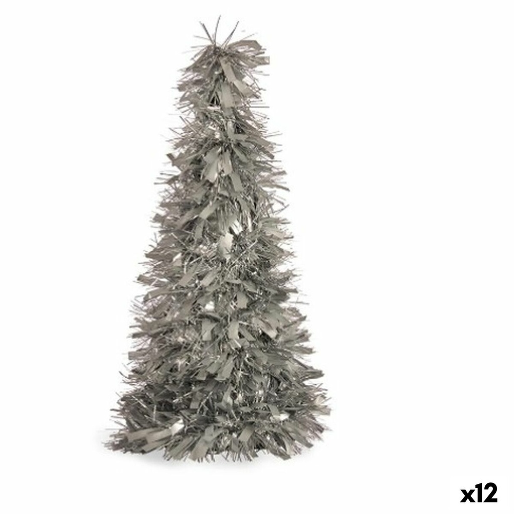Árbol de Navidad Krist+ 19CH488/MATTE Plateado Plata Polipropileno PET Árbol de Navidad 27 x 45,5 x 27 cm Espumillón (12 Unidade