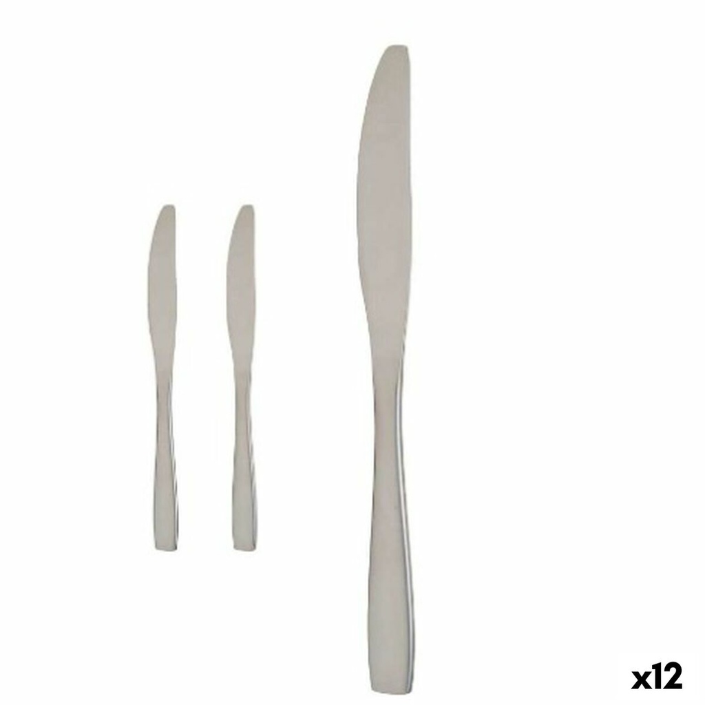 Set de Cuchillos Kinvara KT190017-1 Plateado Acero Inoxidable 55,5 x 2 x 0,5 cm (12 Unidades)