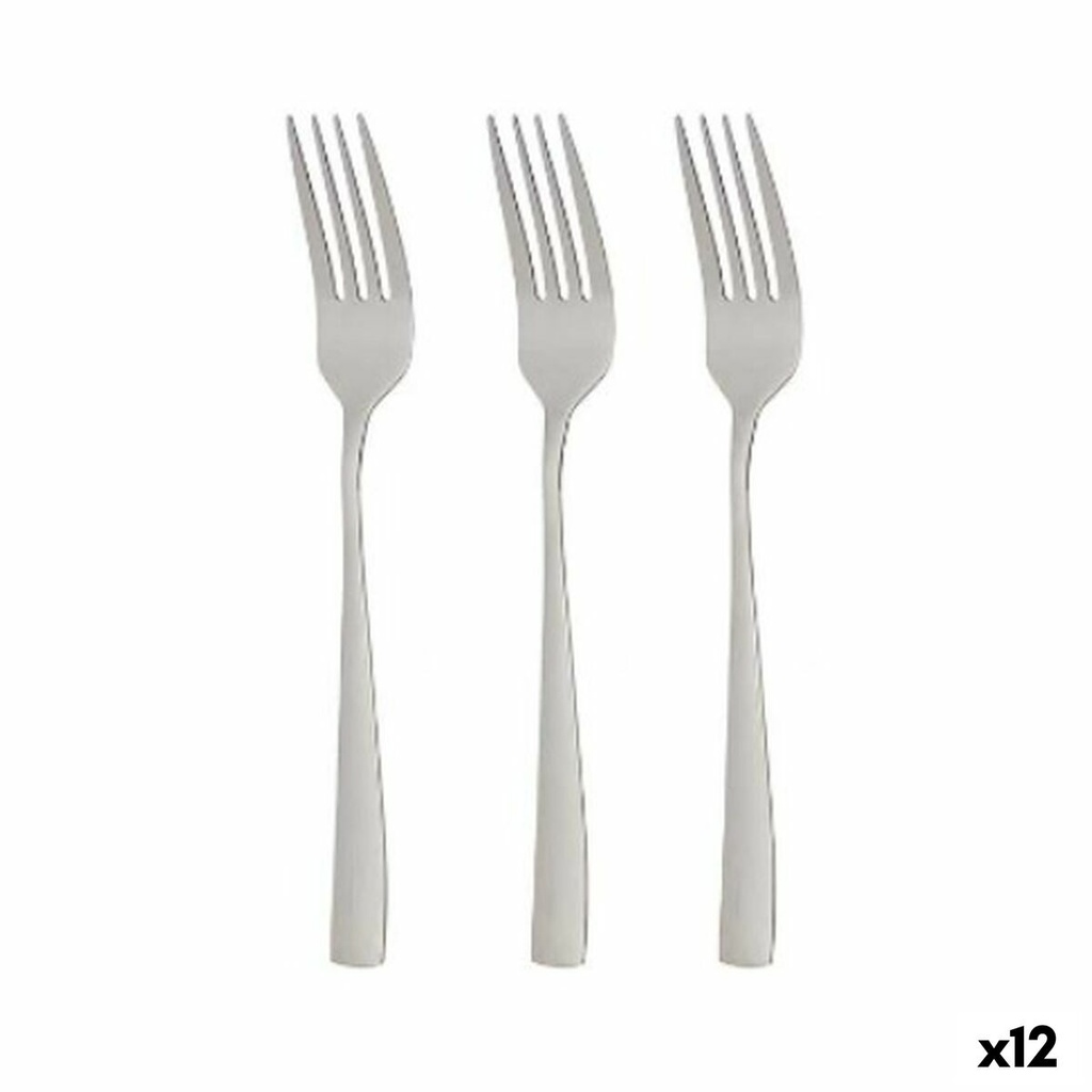 Set de Tenedores Kinvara KT190017-2 Plateado Acero Inoxidable 2,5 x 21,3 x 0,3 cm (12 Unidades)