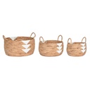 Basket set DKD Home Decor White Natural Rope Seagrass (3 Pieces)