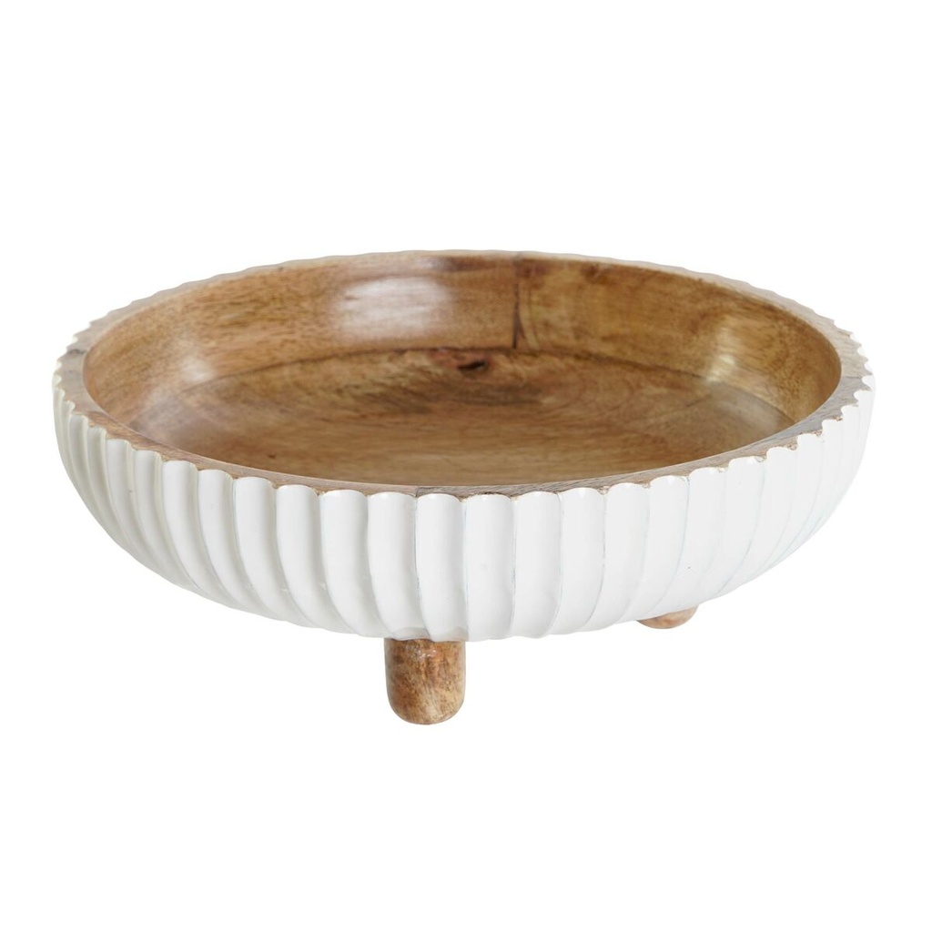 Centerpiece DKD Home Decor White Dark brown Mango wood 25 x 25 x 9 cm