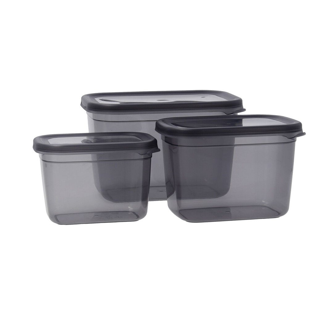 Set de Fiambreras Quid City Gris Plástico Rectangular 3 Piezas