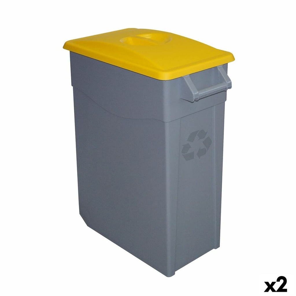 Cubo de Basura para Reciclaje Denox Amarillo 65 L (2 Unidades)